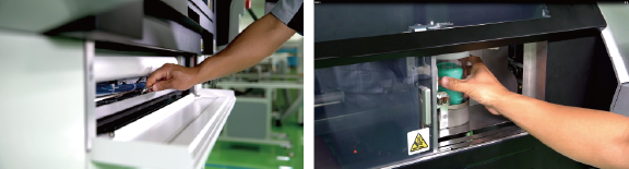 An operator exchanges the solder paste in an NXTR PM